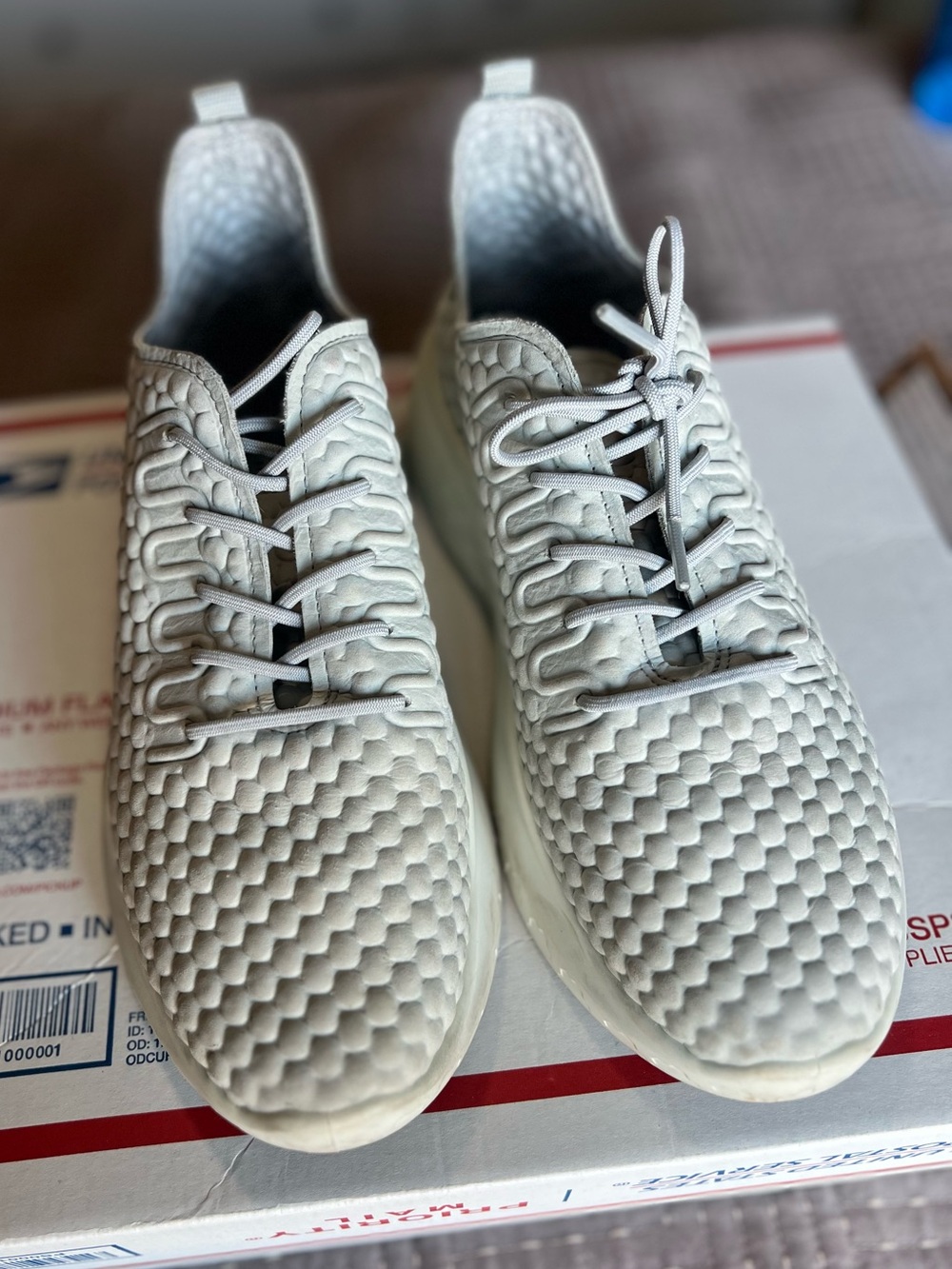 ECCO Therap Womens Sneakers Lace-up Comfort Leather Shoes Size 9 9.5 White/ Gray